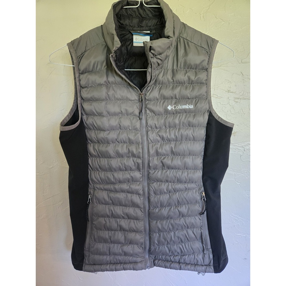 Columbia Womens Puffer Vest Light Weight Gray Black M